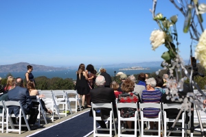 The scene of the ceremony at Inspiration Point in the Presidio of San Francisco.